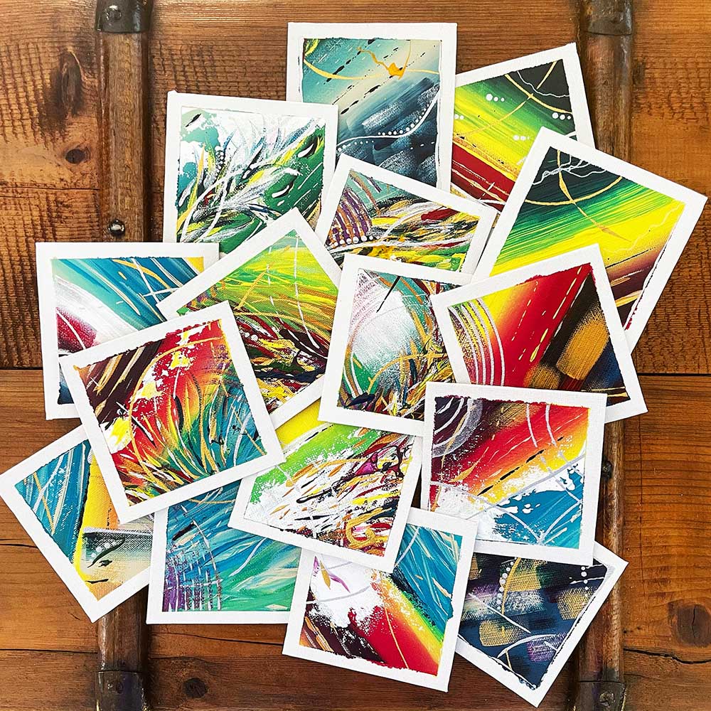 Incrocio di Talenti - Dettaglio dell'opera composta da 16 cartoncini telati 10x10cm per celebrare i talenti di un team di lavoro